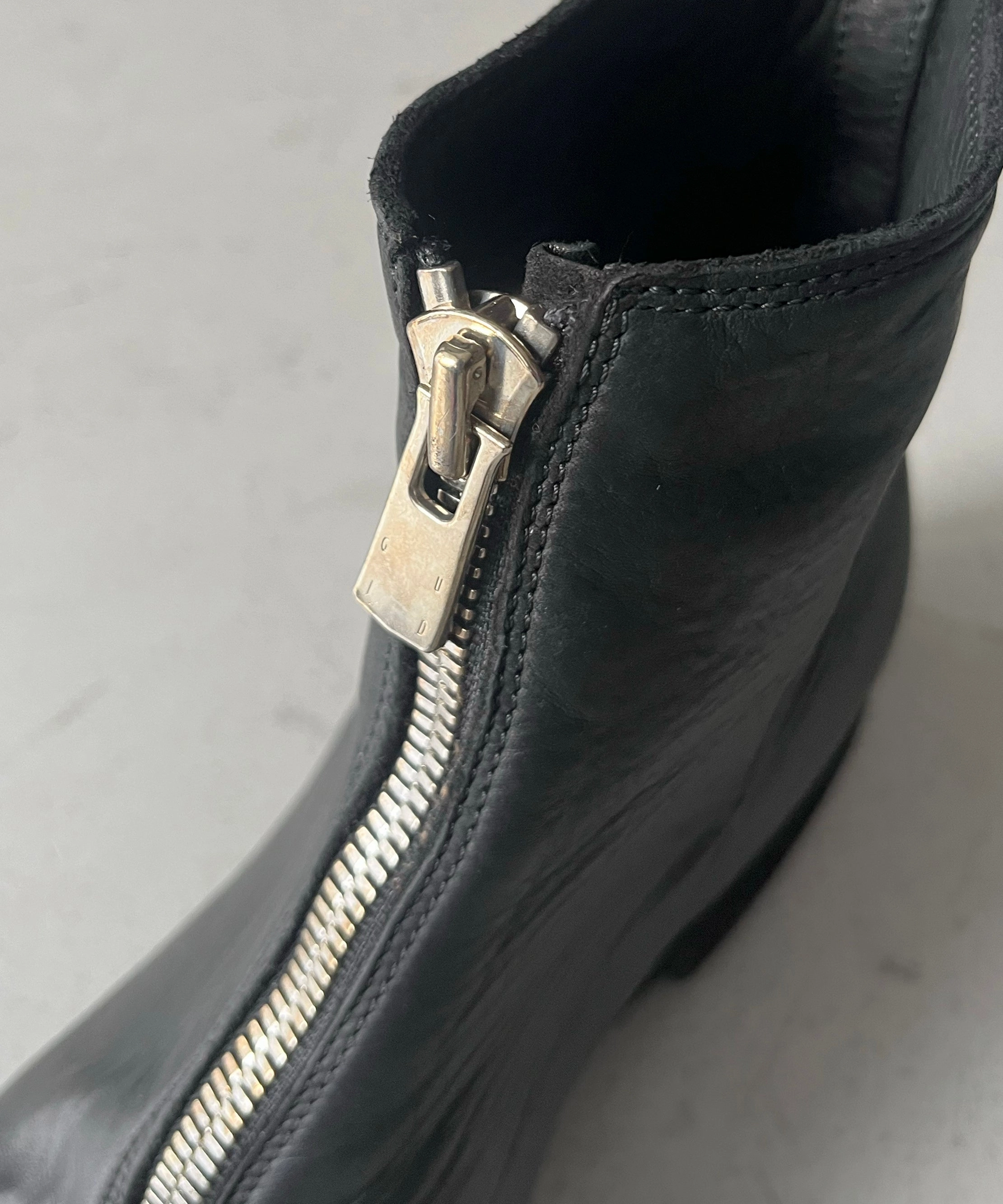 GUIDI Front zip boots, sole leather "BLACK" Platform Motorcycle Boots