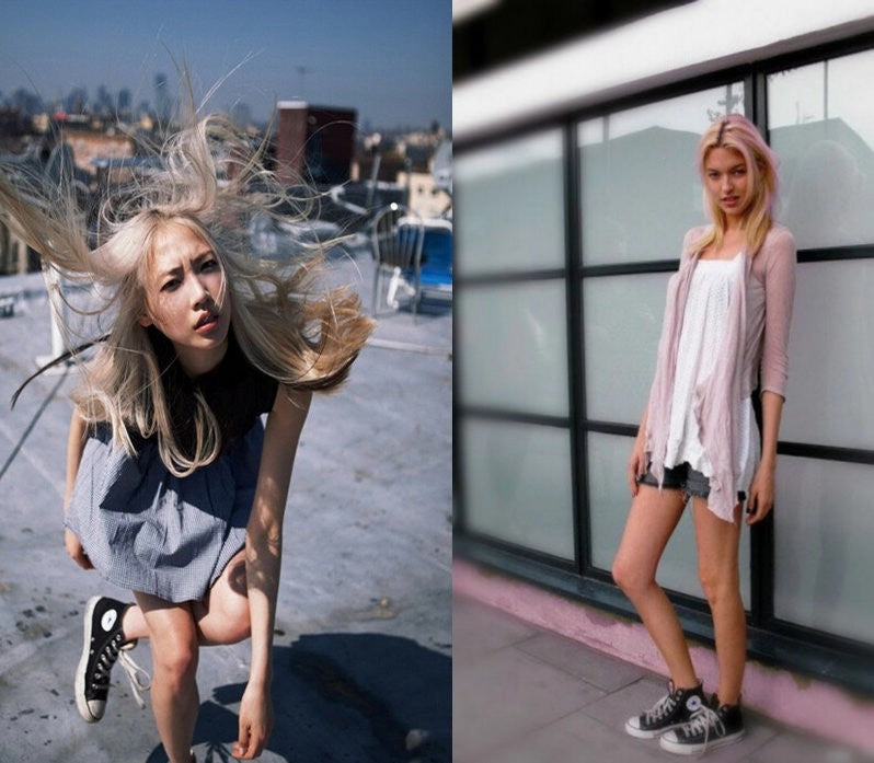 Office Outfits With Flat Shoes Converse black Stripe weave sneakers canvas shoes