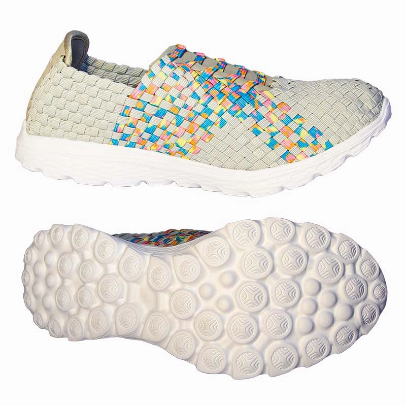 Asics Without Lace Shoes Skooda Shoes Ladies Light Grey, Rainbow Sporty, Flat Lace