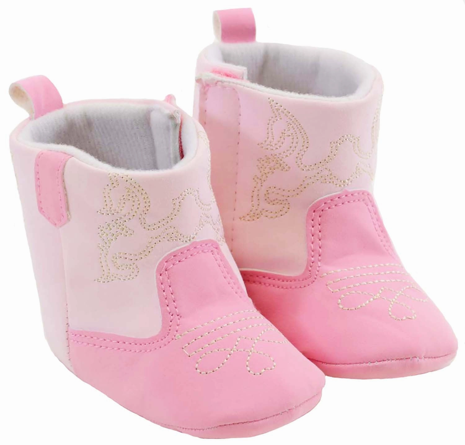 Pink Gold Embroidered Infant Baby Fashion Winter Cowgirl Boots Samoa Adidas Shoes
