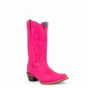 Brahma Steel Toed Boots CORRAL TEEN FUCHSIA EMBROIDERED SNIP TOE BOOT