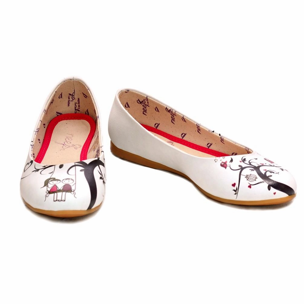 Slip Resistant Weekend Casual Couple in Love Ballerinas Shoes NFS1001