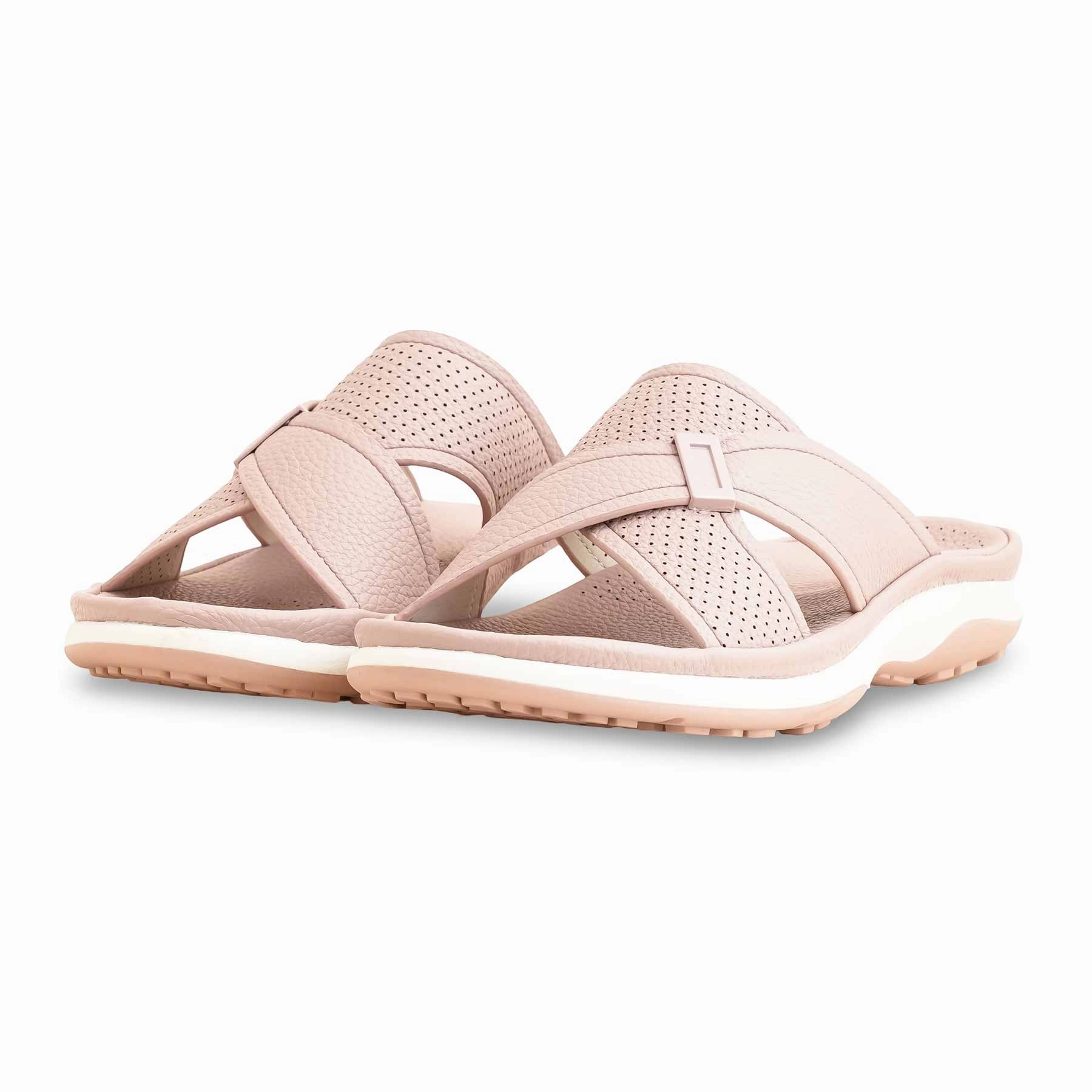 Gold Slides Pink Formal Slipper For Women PU0375