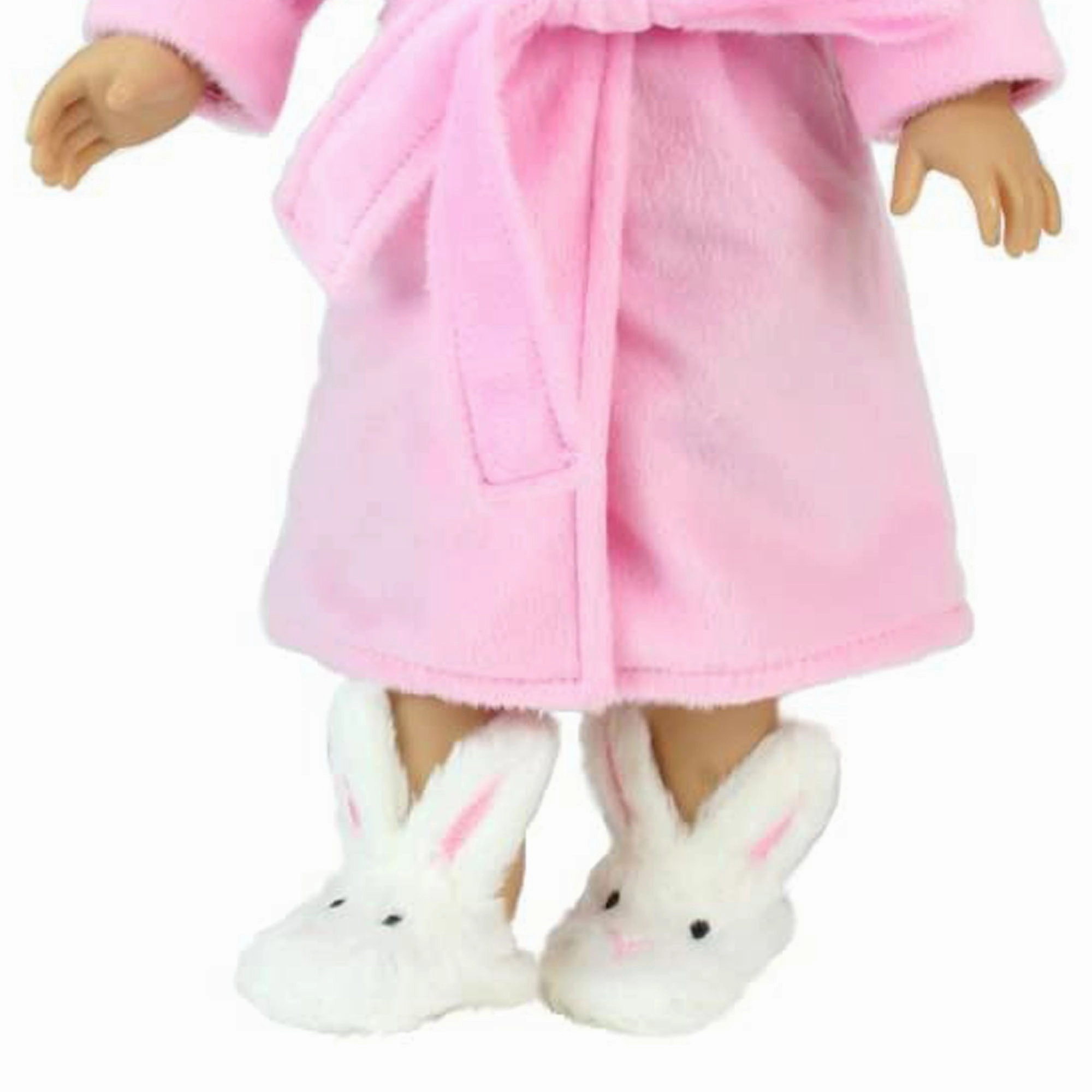 Money Slides Sophias by Teamson Kids 18" Baby Doll Bunny Slippers, Dolls Shoes with Fluffy Rabbit Ears and Stitched Nose, Shoes for Dolls, White, Dolls Footwear