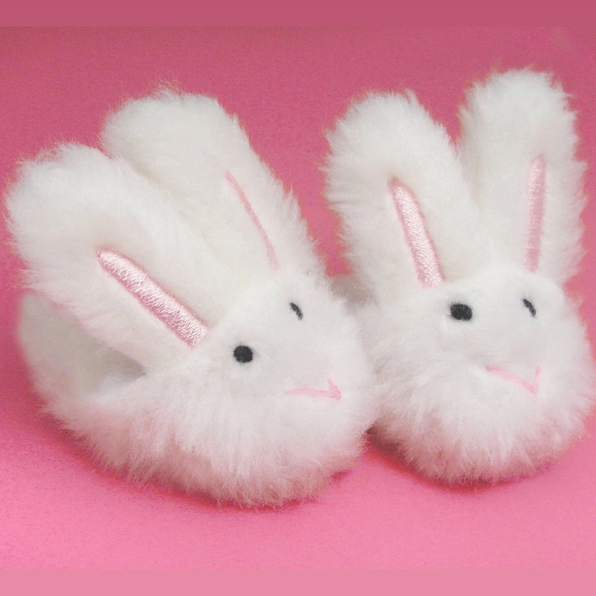 Deluxe By Dearfoams Slippers Sophias by Teamson Kids 18" Baby Doll Bunny Slippers, Dolls Shoes with Fluffy Rabbit Ears and Stitched Nose, Shoes for Dolls, White, Dolls Footwear