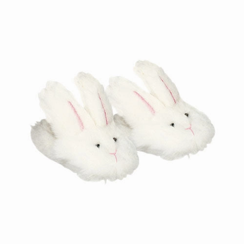 Rider Slippers Sophias by Teamson Kids 18" Baby Doll Bunny Slippers, Dolls Shoes with Fluffy Rabbit Ears and Stitched Nose, Shoes for Dolls, White, Dolls Footwear