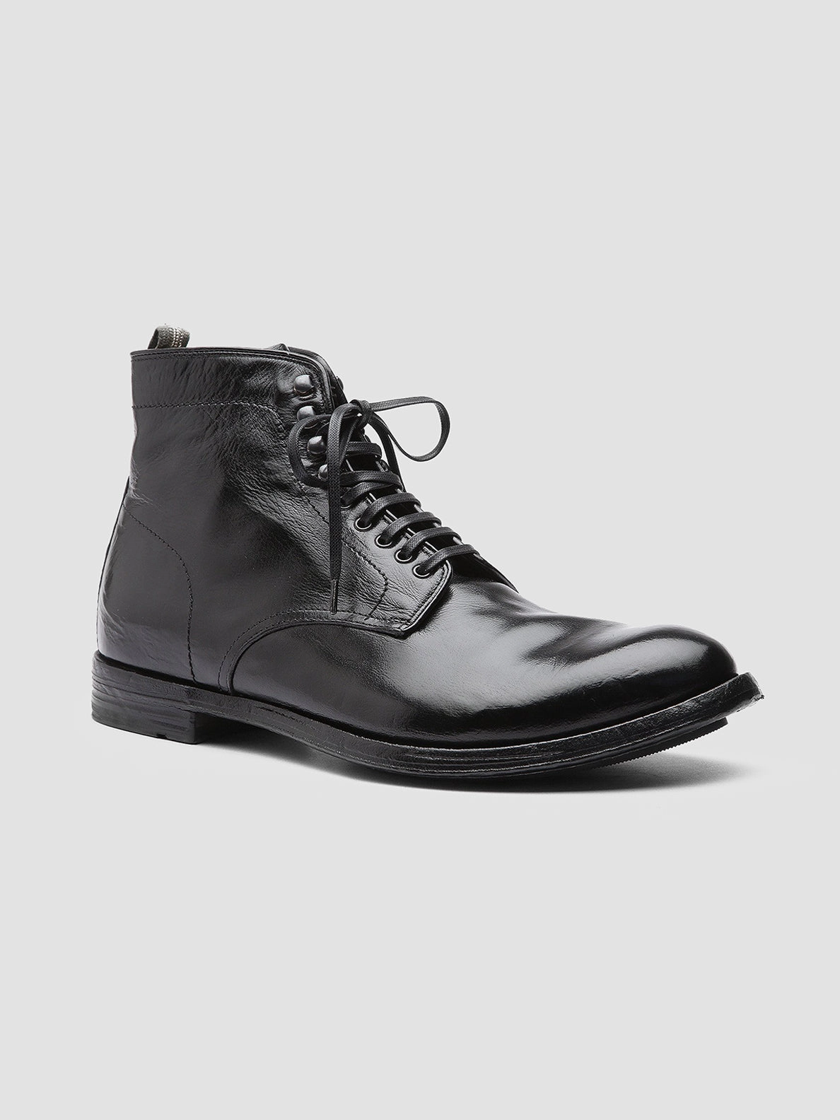 ANATOMIA 013 - Black Leather Ankle Boots Boots With Ducks