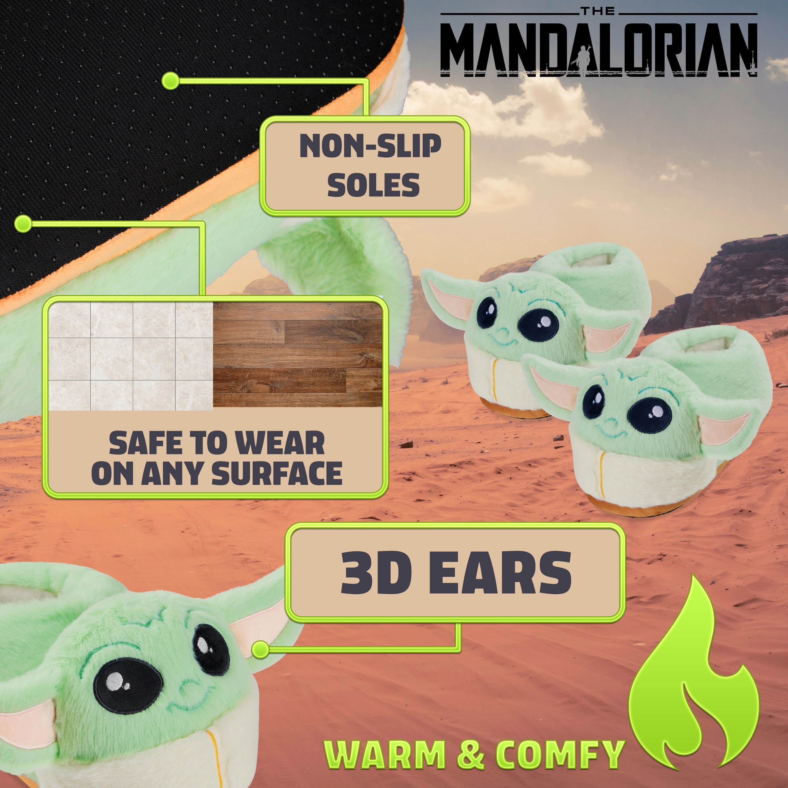 Disney Stitch Slippers Kids - 3D Fluffy Baby Yoda Children Warm Slippers Size 11-2 Non-Slip House Shoes Gifts for Kids Indoor Shoes Slippers