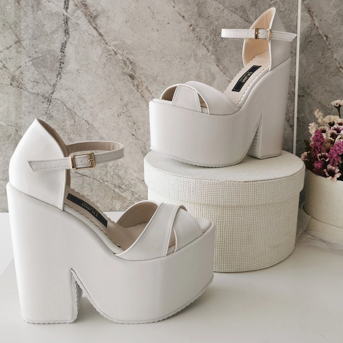 Cross Strap High Heel Bridal Wedge Shoes Asics Shiny Shoes