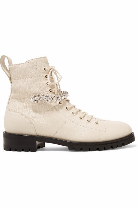 Cruz crystal-embellished textured-leather ankle boots Adidas Biking Shoes