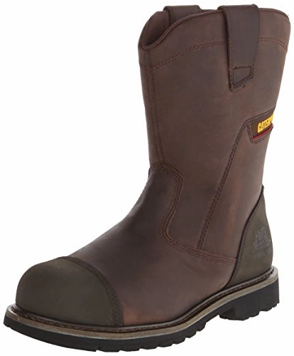 Heat Resistant Work Boots Caterpillar Men's Highland Steel Toe Work Boots, Dark Brown