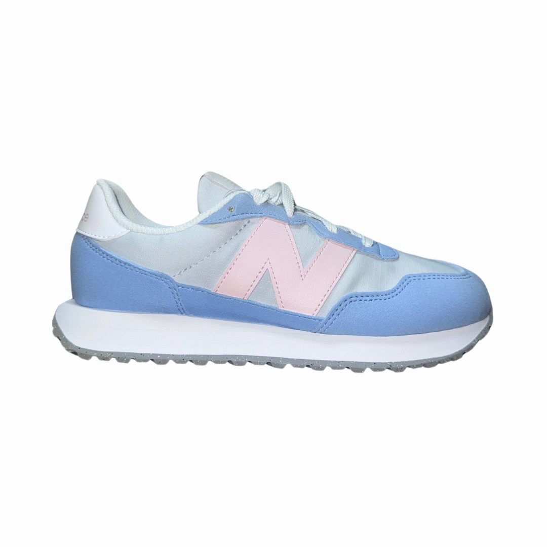 Slip On Style NEW BALANCE GS237ME-W 237 JR'S (Wide) Ice Blue/Pink Suede & Mesh Lifestyle Shoes