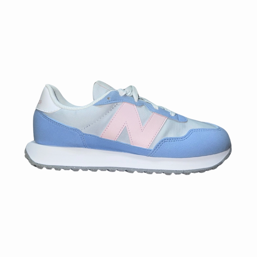 Children's wear NEW BALANCE GS237ME-W 237 JR'S (Wide) Ice Blue/Pink Suede & Mesh Lifestyle Shoes