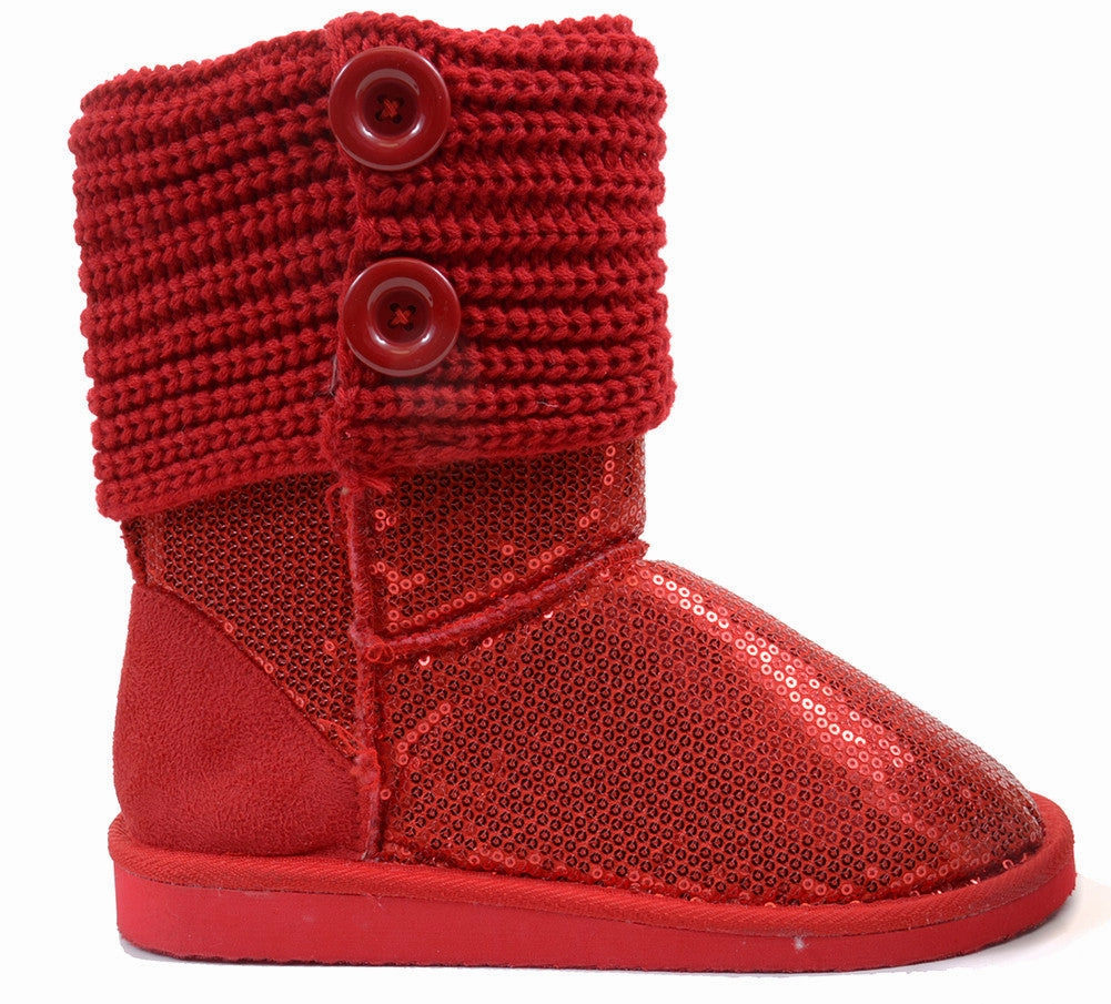 Adidas Shoes Kobe Sequin Crochet Slouchy Knit Sweater Button Flat Boot Red