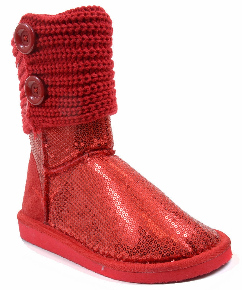 Adidas Shoes Beckham Sequin Crochet Slouchy Knit Sweater Button Flat Boot Red