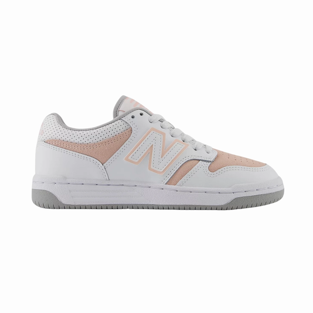 NEW BALANCE GSB480VP 480 JR'S (Medium) White/Misty Pink Synthetic & Leather Lifestyle Shoes adventure - ready shoes
