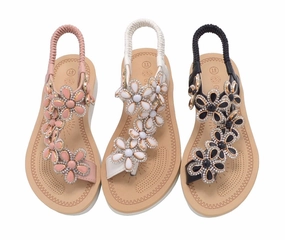 Sandals Caribbean Wholesale Kids Embellished Flat Sandals Assorted Colors Leah NGJK