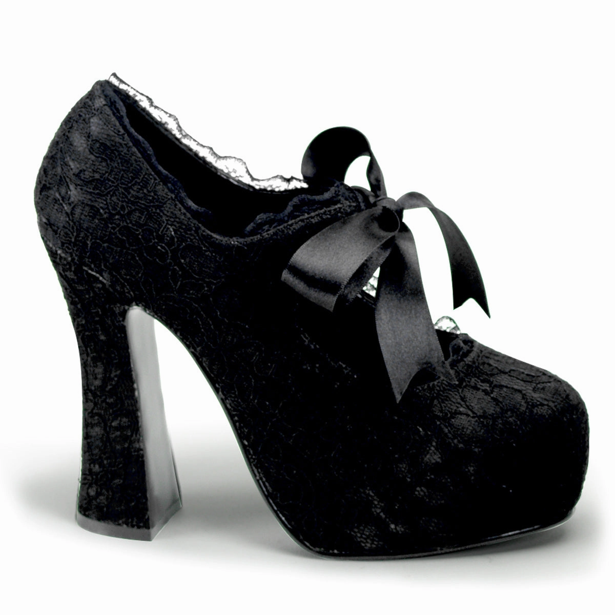 DEMON-11 DemoniaCult Black Satin Sexy Women's Heels & Platform Shoes (Alternative Footwear) Lightest Asics Running Shoe