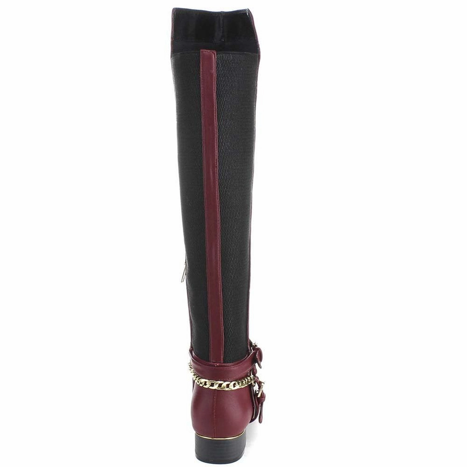 Alexander Mcqueen Rain Boots Burgundy Equestrian Criss Cross Two-tone Ankle Strap Side Zip Knee High Vegan Pirate Boots