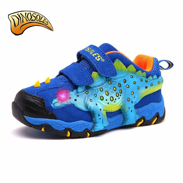 Dinoskulls Baby Boys Shoes LED 3D Dinosaur Kids Sneakers Light Up Sport Children's Trainers 2019 Autumn Toddler Tennis Shoes