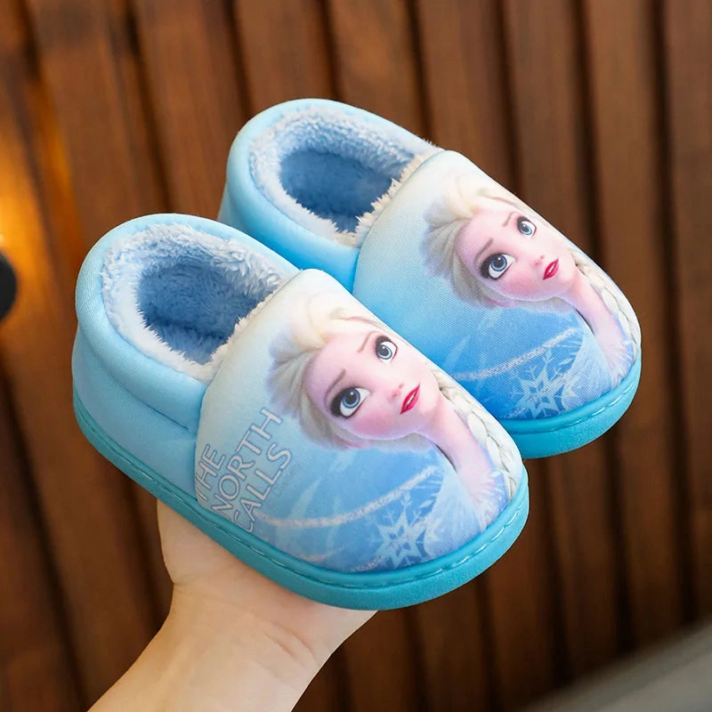 Youth Asics Shoes Disney Children's Cotton Slippers Frozen Anti Slip Warm Cartoon Priness Winter Home Floor Girls' Parent-child Baby Slippers Size