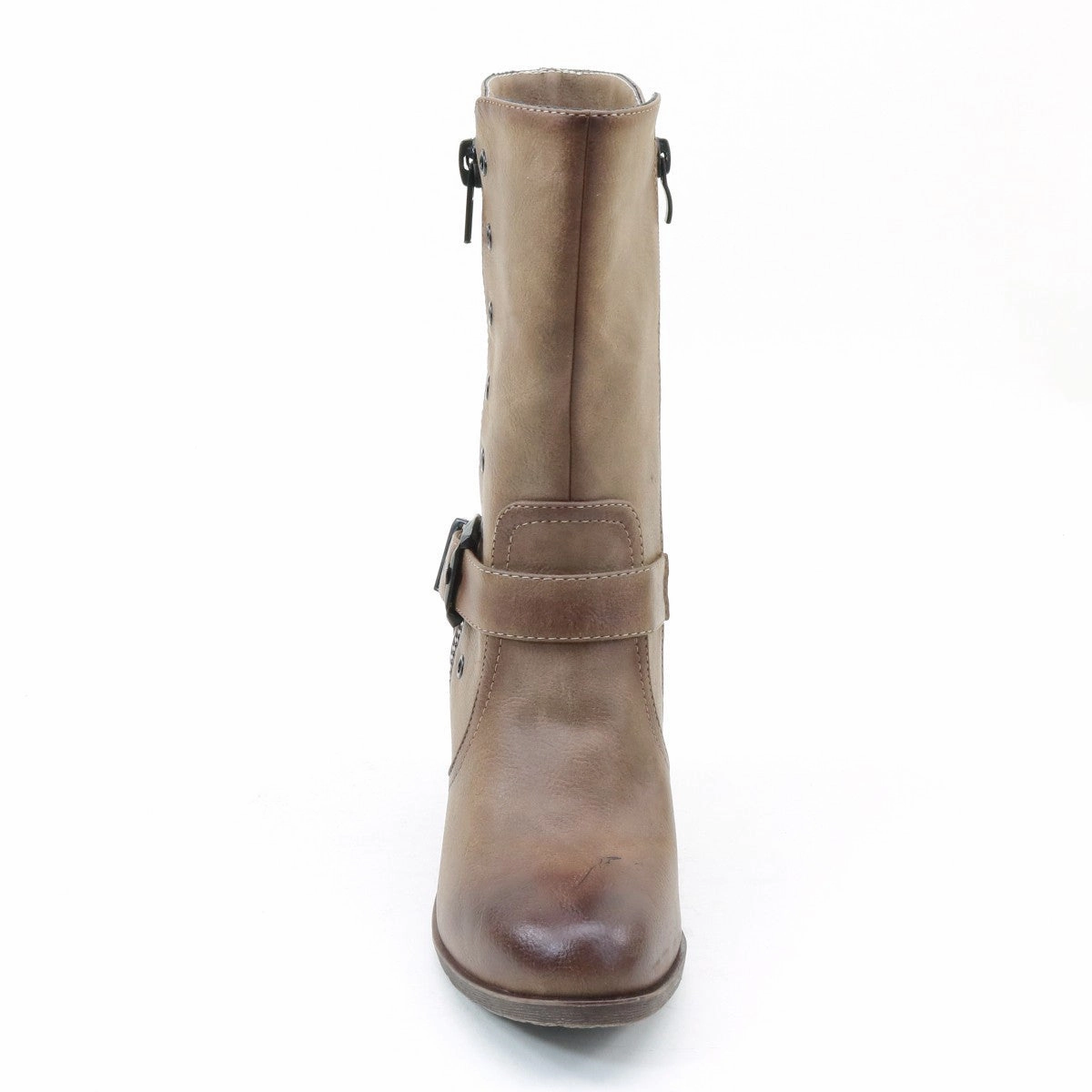 Distressed Mid-calf Buckle Chunky Heel Women's Vegan Boots Chooka Rain Boots Sizing