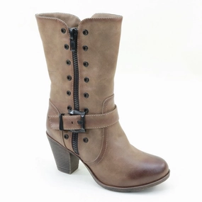 Distressed Mid-calf Buckle Chunky Heel Women's Vegan Boots Cougar Kensington Rain Boots