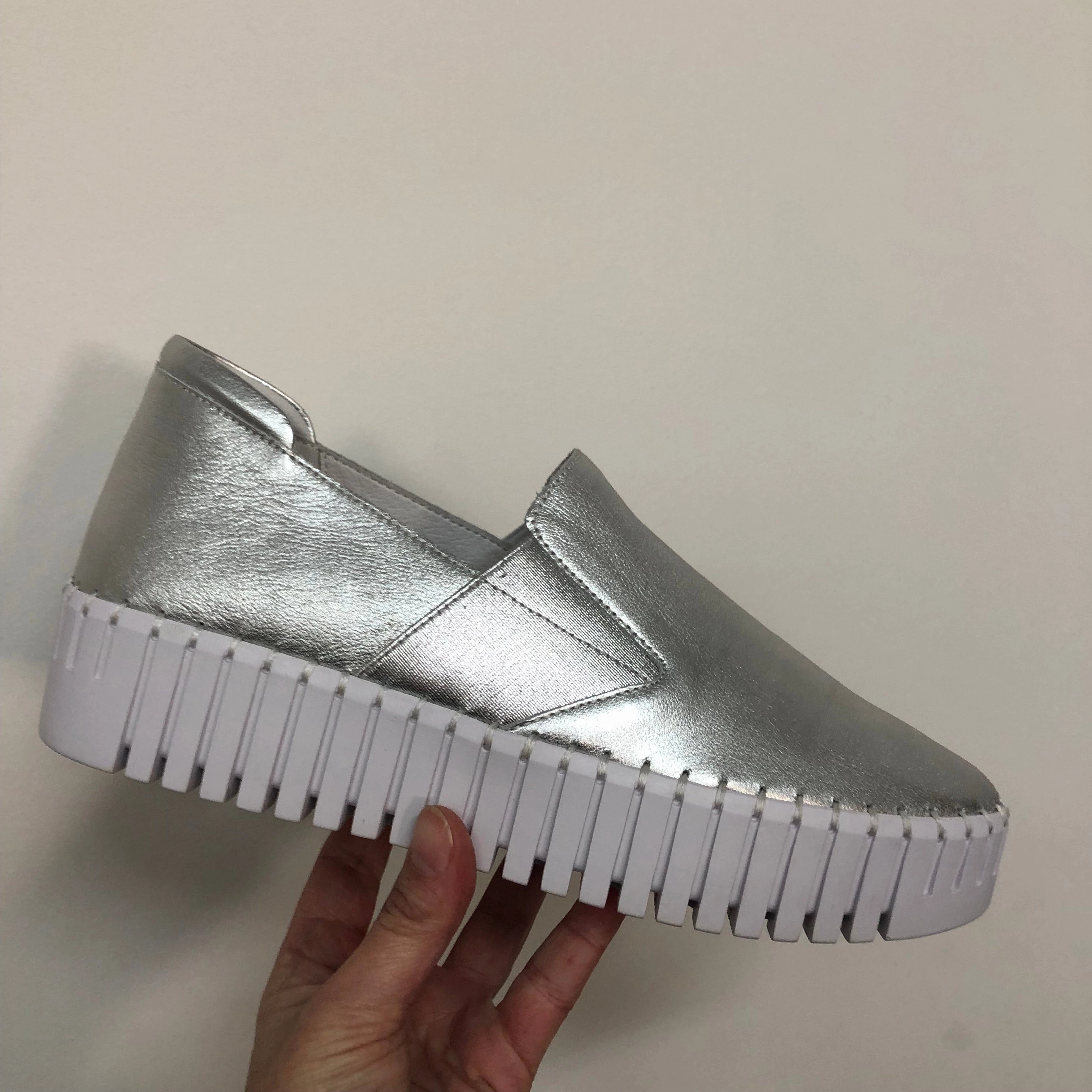 Turn Step Silver Glow Django & Juliette Becca ~ Tan/Oat Sole ~Silver ~ White ~ Black ~ Almond ~ Leather Slip on