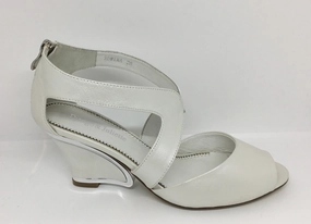 Django & Juliette Edwina White Pearl Leather Heel Sculpted Heel