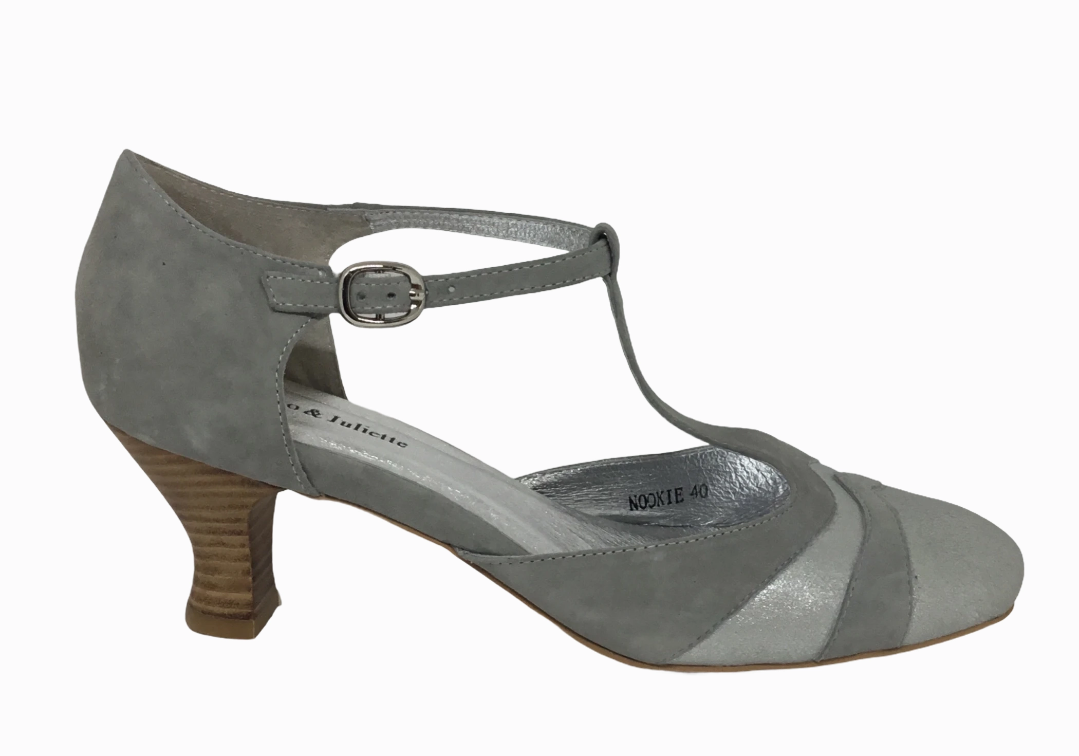 Django & Juliette Nookie Silver Dust Leather heel Light Step Stable Grip