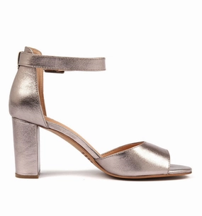 Petite Fit Django & Juliette Tilia Leather Heel ~ Nude ~ Light Pewter