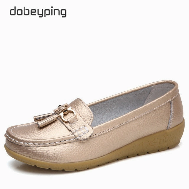 Khakis And Loafers dobeyping 2018 New Arrival Shoes Woman Genuine Leather