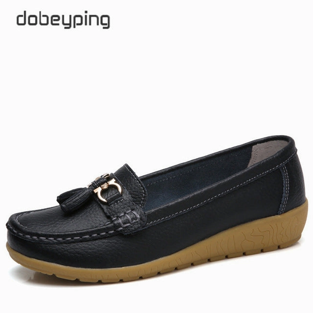 Loafers With Arch Support dobeyping 2018 New Arrival Shoes Woman Genuine Leather