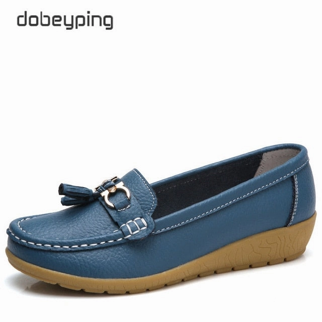 Fitting Loafers dobeyping 2018 New Arrival Shoes Woman Genuine Leather