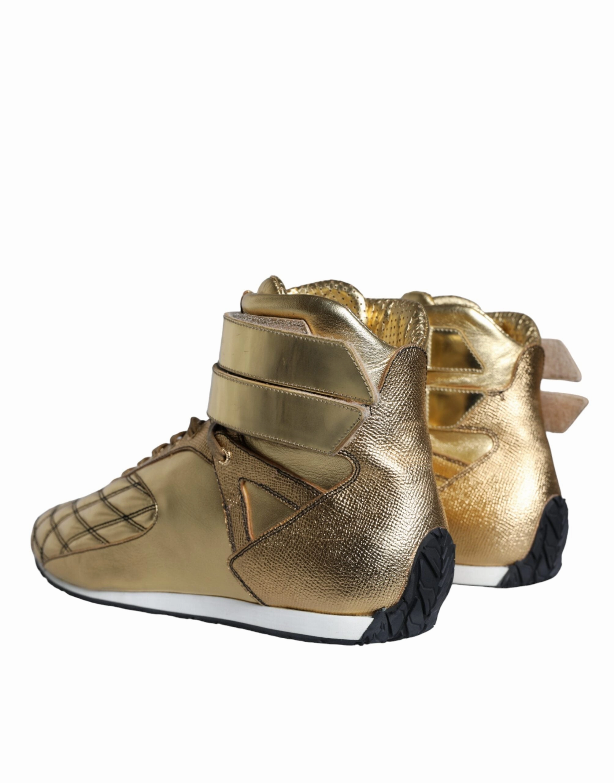 Dolce & Gabbana Gold Leather Sartoria High Top Sneakers Shoes Best Asics Walking Shoes For Wide Feet