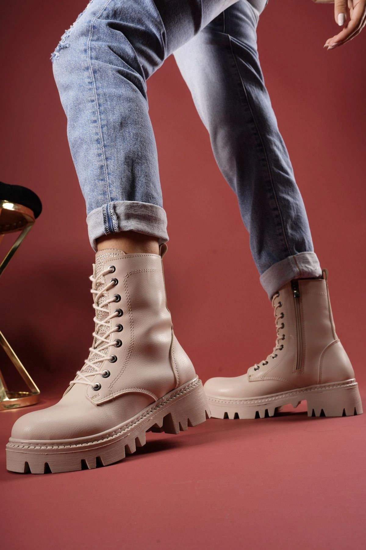 BALREN WOMEN POSTAL BOOTS 0012480 Skin Boots That Zip On The Side