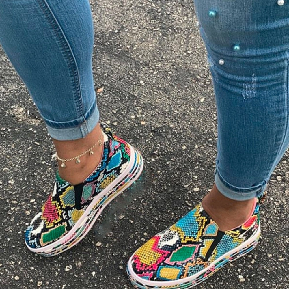 Johnston And Murphy Sheepskin Loafers Amozae-- INS HOT Colorful Snake Printed Loafers Female Sneakers Fashion 2024 Comfortable Women Shoes Footwear Flats