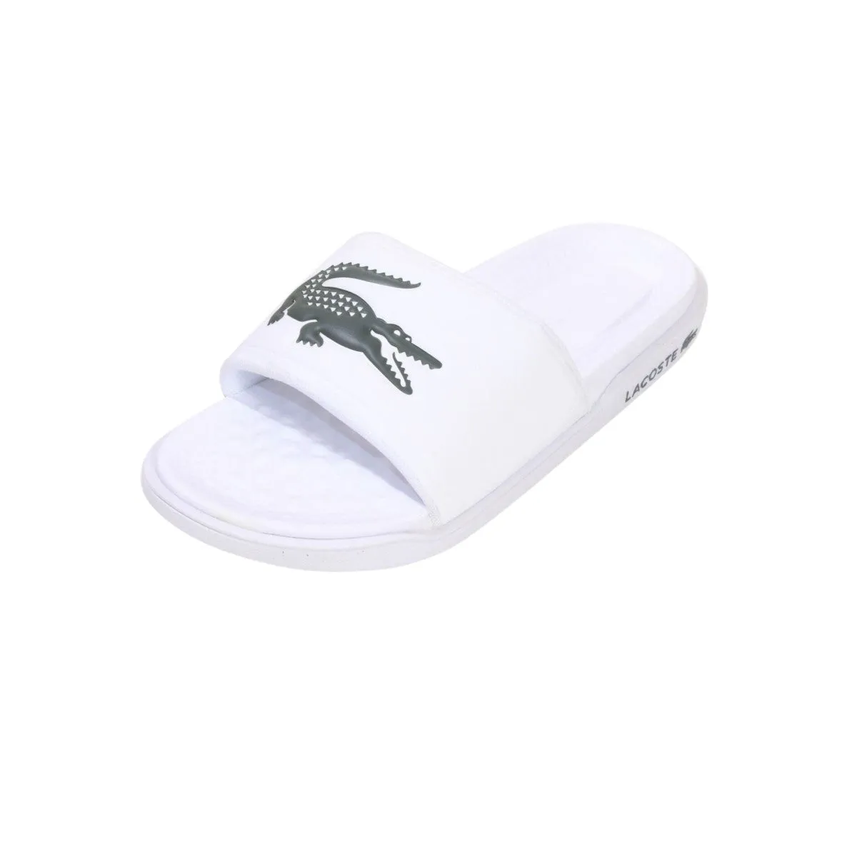 LACOSTE 7-43CMA00201R5 CROCO DUALISTE LOGO STRAP 0922 MN'S (Medium) White/Dark Green Synthetic Slide Slim Form