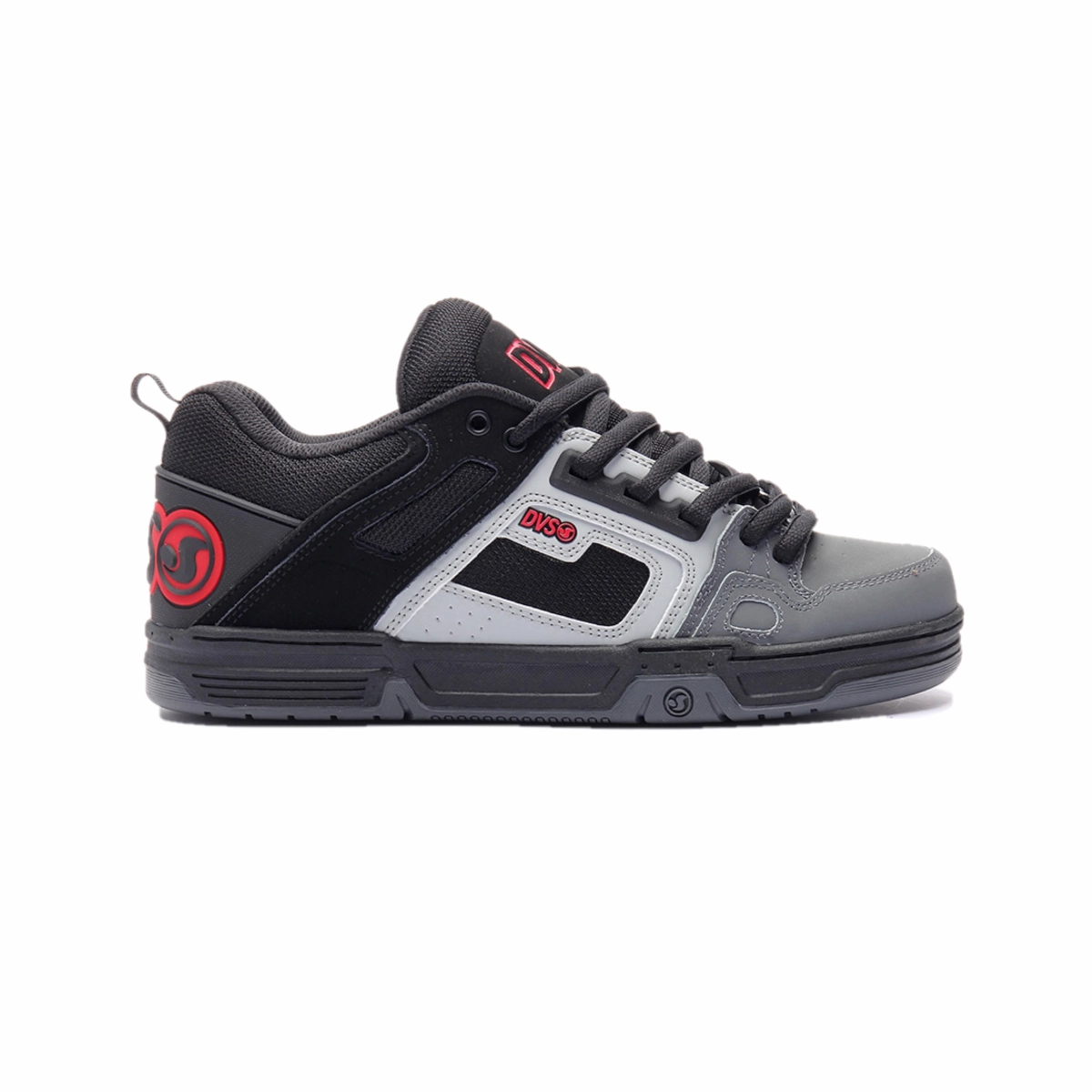 Jump Stability DVS F0000029701 COMANCHE MN'S (Medium) Black/Gray/Red Leather & Nubuck Skate Shoes