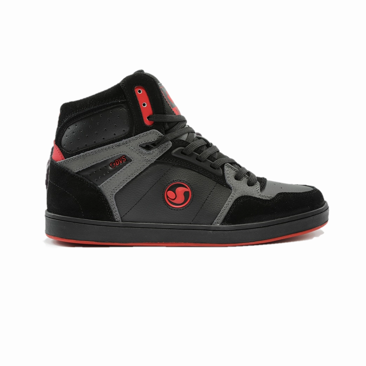 DVS F0000333006 HONCHO MN'S (Medium) Black/Charcoal/Red Leather & Nubuck Skate Shoes Light Step