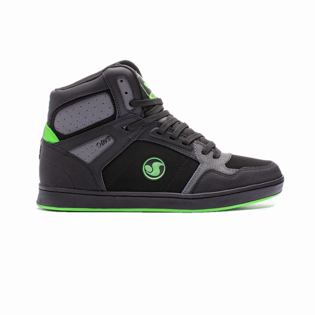 DVS F0000333007 HONCHO MN'S (Medium) Black/Charcoal/Lime Leather & Nubuck Skate Shoes Lead Step Date Outfit