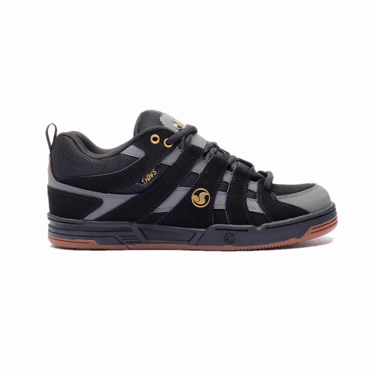 Effortless Ride Sleek Comfort DVS F0000335002 PRIMO MN'S (Medium) Black/Charcoal/Gold Leather, Suede & Nubuck Skate Shoes