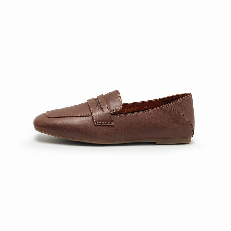 Dwarves Leather Penny Loafers for Women in Brown/Khaki/Beige/Coffee Joey Loafers
