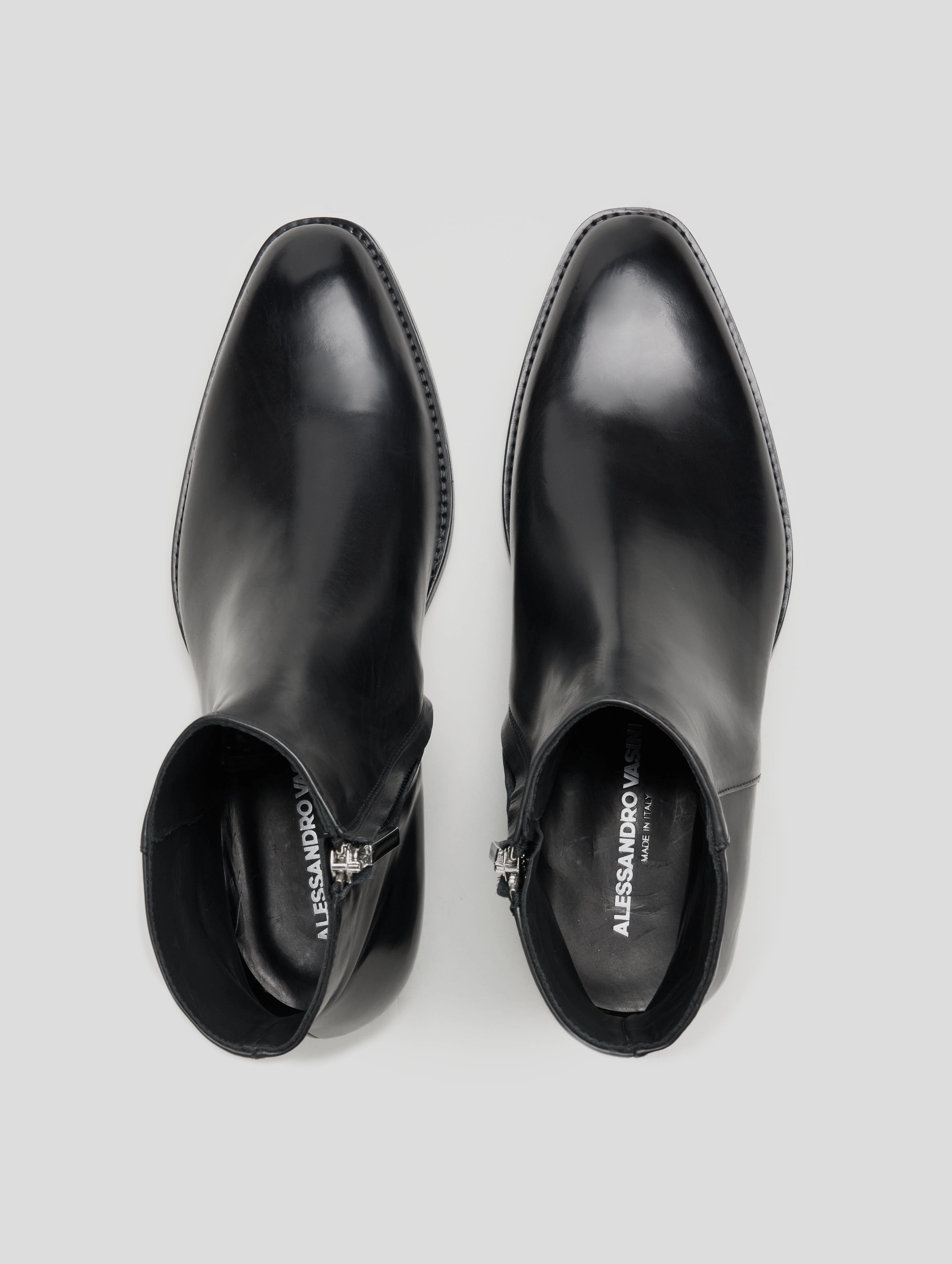 Leather Cowgirl Boots DYLAN 30MM ANKLE BOOT IN BLACK CALFSKIN