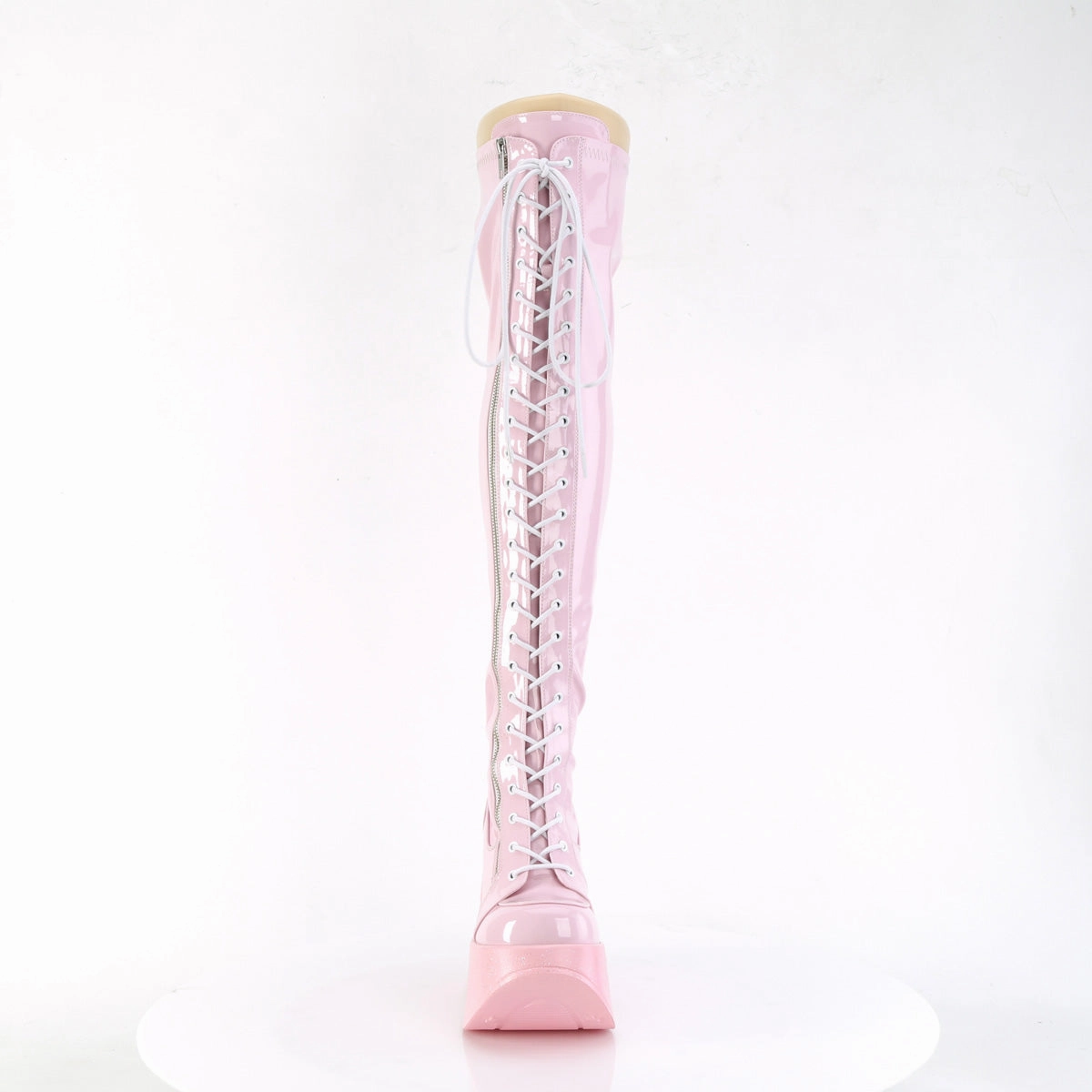 DYNAMITE-300 DemoniaCult Baby Pink Pink Stretch Holo Sexy Women's Over-the-Knee Boots (Alternative Footwear) Crossfit Adidas Shoes