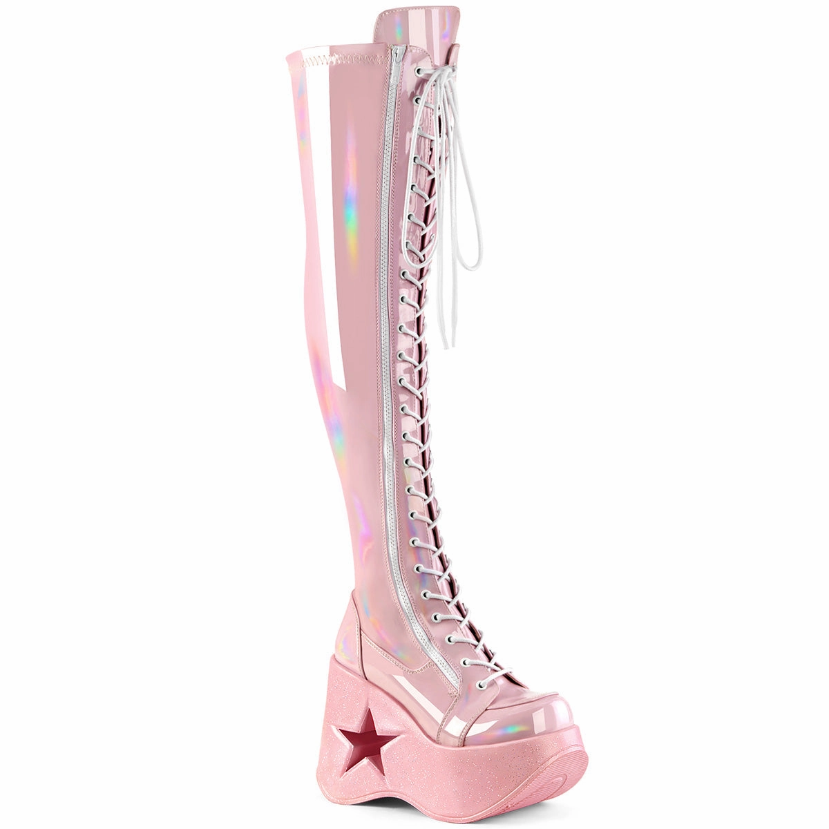 Adidas 4dfwd Shoes DYNAMITE-300 DemoniaCult Baby Pink Pink Stretch Holo Sexy Women's Over-the-Knee Boots (Alternative Footwear)