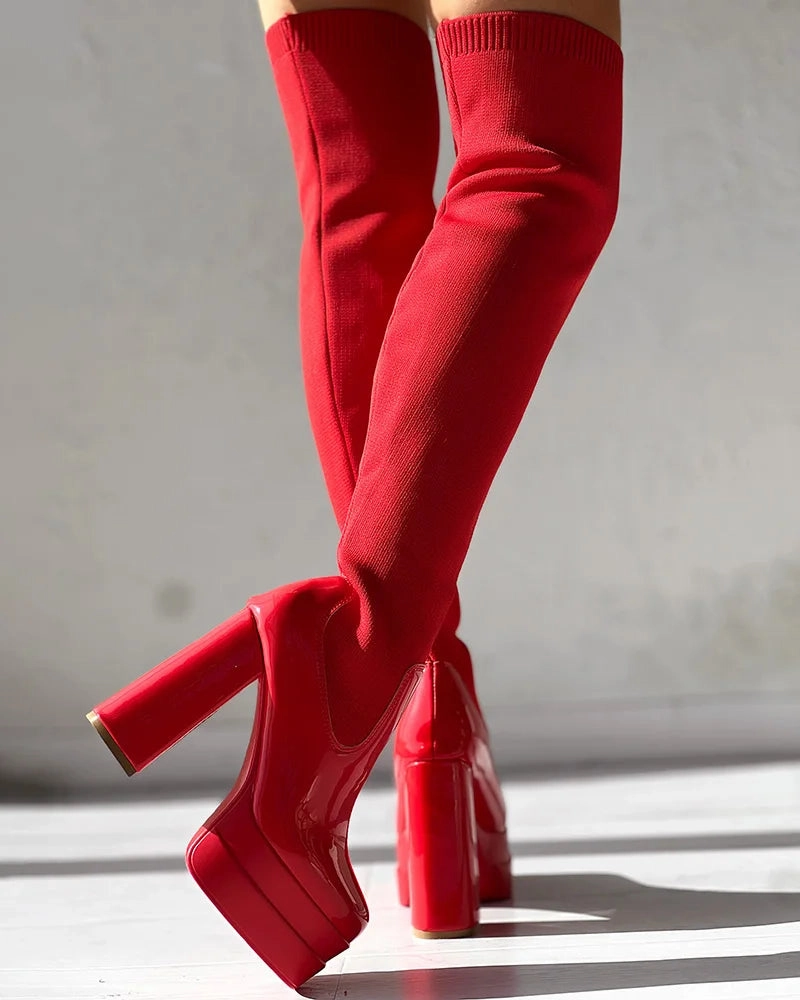 Adidas Ocean Recycled Shoes Allie Over The Knee Platform High Heel Boots