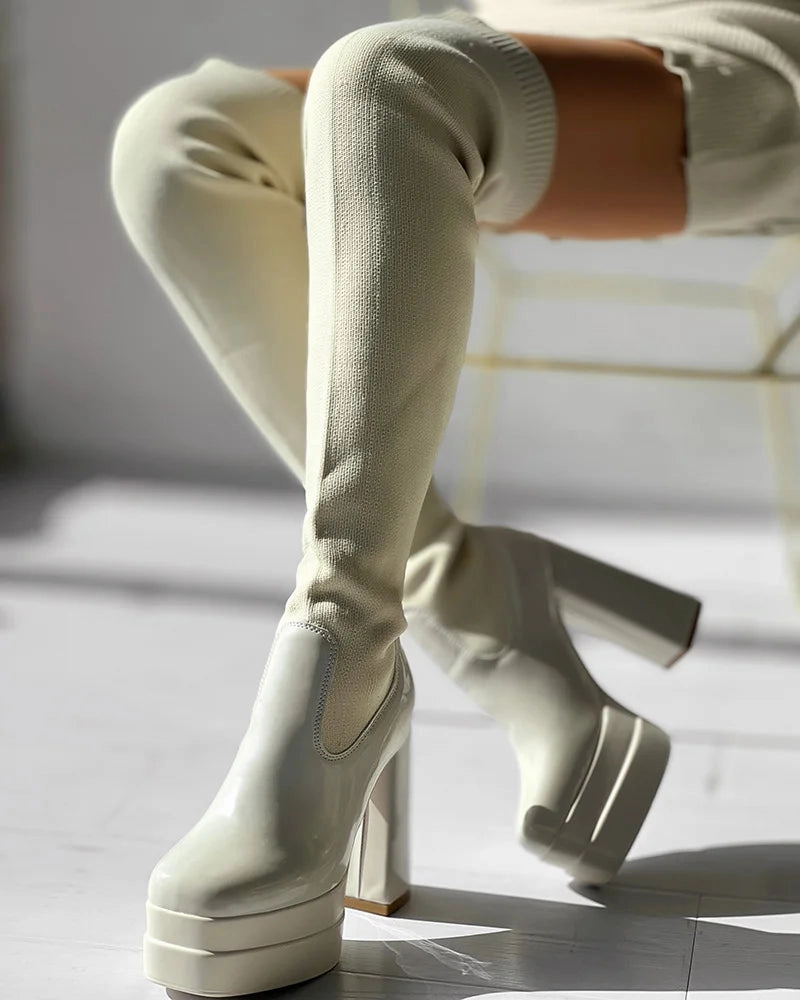 Allie Over The Knee Platform High Heel Boots Adidas Gazelle Og Shoes