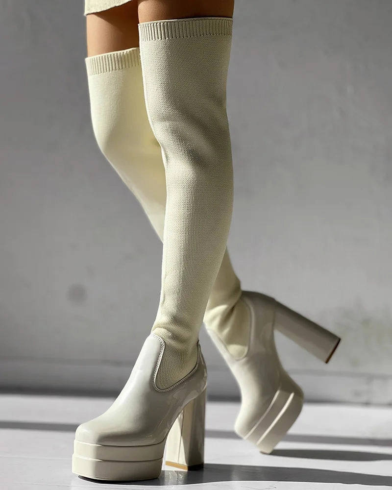 Allie Over The Knee Platform High Heel Boots Michigan Adidas Shoes