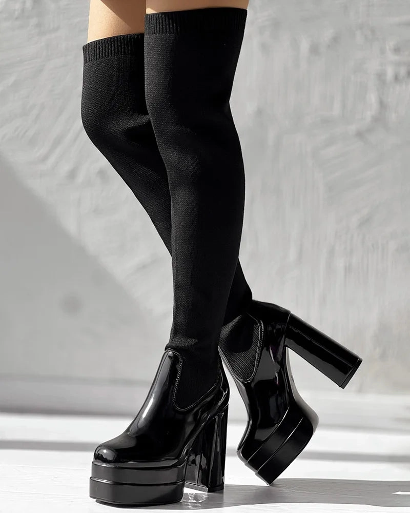 Adidas Munich Olympics Shoes Allie Over The Knee Platform High Heel Boots